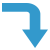 A blue square on a white background.