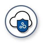 A cloud icon with gears and a SIEM shield.