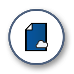 A blue and white cloud icon.
