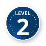 A blue button with the word level 2 on it, indicating Cyber Maturity Model Certification.
