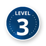 A blue button with the word level 3 on it, representing Cyber Maturity Model Certification.