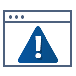 A blue triangle with an exclamation sign representing system security.