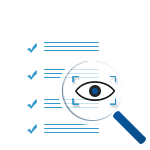 A magnifying glass with an eye on it.