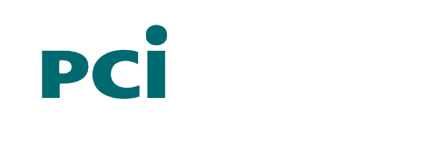 A white background showcasing the PCI logo.