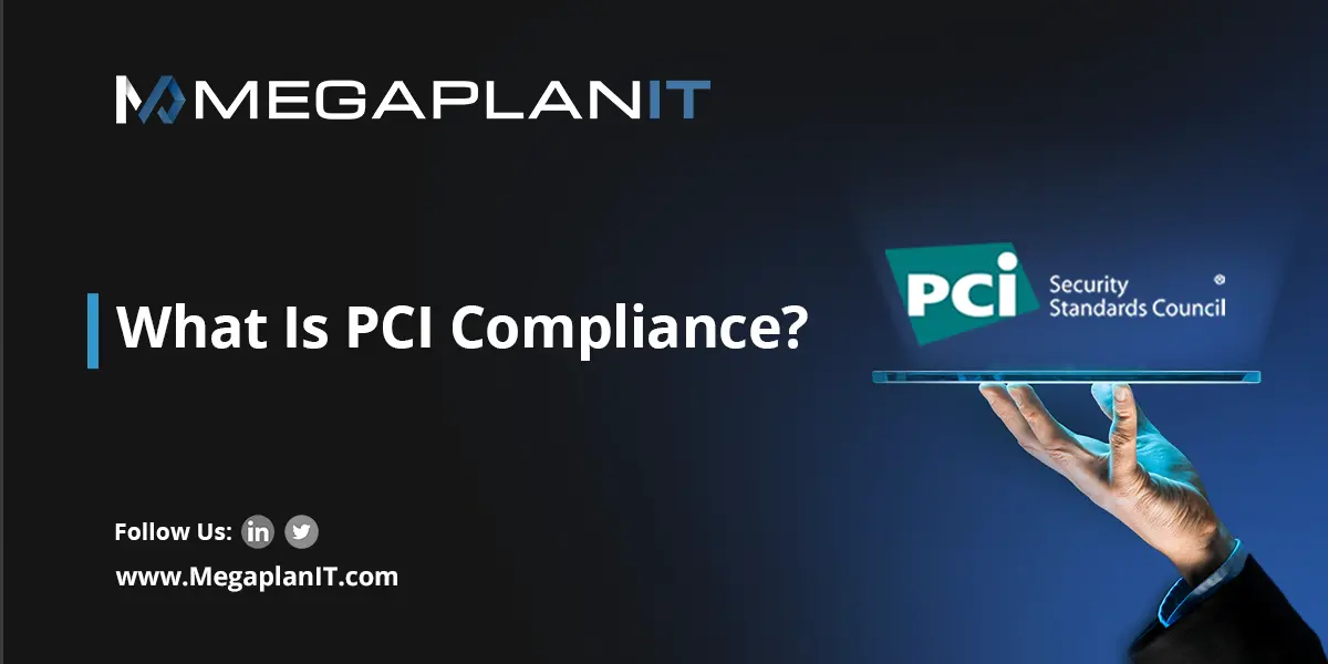 PCI Compliance is a standard for payment card industry security with a photo of a waiters hand holding a round clear tray.