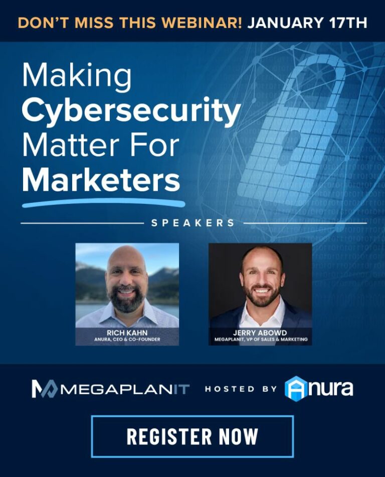 MegaplanIT is making Cybersecurity matter for marketers with photos of a smiling Rich Kahn and Jerry Abowd.