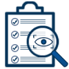 Audit-V2-150px A magnifying glass with a CMMC icon.