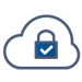 Cloud-Security-150px A SIEM tool represented by a blue box with a check mark on it.