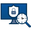 Threat-Monitoring-V2-150px A magnifying glass with a lock and a endpoint detection.