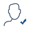 User-Check-150px A logo with a blue and white check mark.